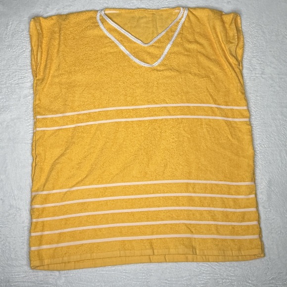 Handmade Other - VTG Handmade Yellow Terry Cloth Swim Cover Up Striped Beach Pool Sleeveless 70s